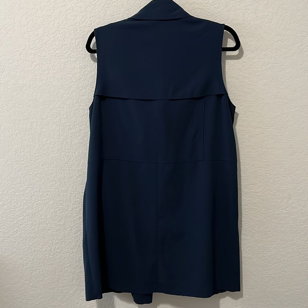 VINCE Laser Cut Trench Vest Zip Front, Navy, Size XS - Picture 10 of 10
